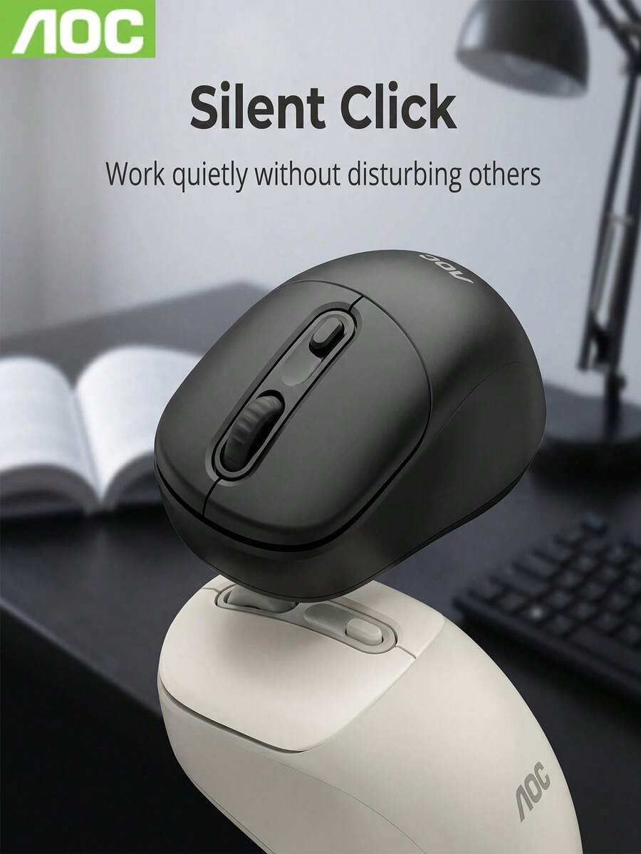 1pc AOC MS300 2.4G Wireless Optical Mouse Ergonomic Design With USB Nano Receiver Lightweight Portable Cordless Mice Compatible Laptop PC Desktop For Office Home School Student Computer Peripherals - View 1