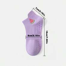 1/2/3/4/5/6 Paar rutschfeste Pilates-Socken für Damen, Yoga-Bootssocken, bequem, weich, verschleißfest, Sport-Grip-Socken mit frischem Wassermelonen-Muster Stickerei, geeignet für Pilates, Yoga, Fitness usw., ideale Geschenke für Pilates-Enthusiasten. - Violett - Übersicht 5