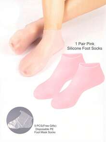 1 Pair Silicone Moisturizing Foot Socks, Effectively Care For Feet, Prevent Cracked Heels, Remove Dead Skin, Elastic Foot Socks, All-Day Moisture Locking, Prevent Dryness, Odorless, Easy To Wear And Take Off, Soft And Comfortable Material, Daily Use - Multicolor - View 9
