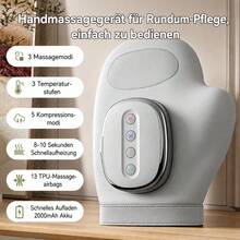 Handmassagegerät, kabelloses Handmassagegerät mit Wärme- und Kompressionsfunktion, 3 Wärmestufen & 5 Massagemodi, wiederaufladbares elektrisches Handmassagegerät zur Entspannung von Fingern, Handflächen und Handgelenken, Geschenk für Frauen, Männer, Mama und Papa - Weiss - Übersicht 1