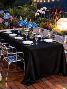 1 pieza Mantel de satén multicolor Decoración de boda Mantel Decoración de fiesta Mantel - Negro - Ver 5