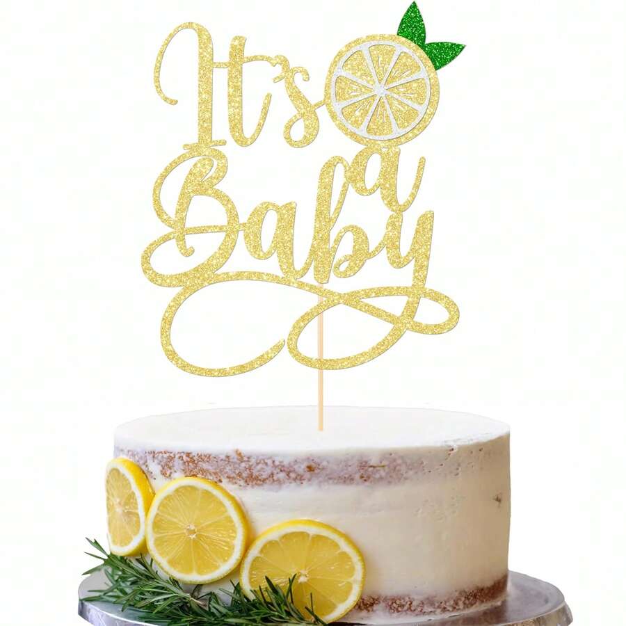 1個檸檬 OhBaby 蛋糕裝飾插牌 亮片檸檬 It's ABaby 蛋糕裝飾 甜美水果主題 嬰兒派對 生日派對蛋糕裝飾 - 檸檬It's a Baby - 查看 1