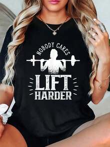 Feel Comfortable Being Uncomfortable, Gym T-Shirt, Fitness, Bodybuilding, Round Neck, Short Sleeve, Graphic T-Shirt For Women And Men. - 黑色 5 - 查看 1