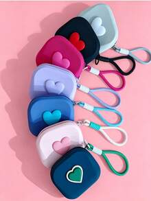 Heart-Shaped Silicone Mini Handheld Storage Bag, Multi-Functional Earphone Key Jewelry Pouch, Exquisite Daily And Birthday Gift - Multicolor - View 7