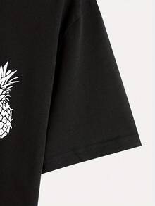 Printed Short Sleeve T Shirt - 黑色 - 查看 5