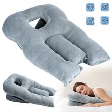 Dieses Kissen-Set Für Bauchschläfer, Inklusive Gesichtsmassagekissen, Wurde Speziell Für Diese Schlafposition Entwickelt. Hergestellt Aus Memory-Schaum Und Ausgestattet Mit Einem Abnehmbaren Kissenbezug, Ist Es Die Ideale Wahl Für Entspannung Zu Hause, Nackenstütze Und Erhöhten Schlafkomfort. - Grau - Übersicht 8