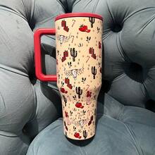 40oz HYDRO-JUG Large Capacity Vacuum Cup,Thermal Mug, Ice Cup, Portable And Leak-Proof. 6 Patterns (Cowboy Christmas/Wild Rose/Leopard/Camo/Black Leopard/Plaid). Ideal For Office, Gym And Road Trips, Excellent Choice For Holiday Presents. - 牛仔聖誕 - 查看 2