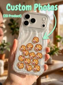 1pc Customized Face Rattle Phone Case, ABS Plastic Wavy Transparent Shell With Acrylic Lion Head Embossed Portrait Pendant, Shakeable Personalized DIY Photo Design, Cute Novelty Gift For Birthday, Holiday And Couple Surprise - Multicolor - View 17