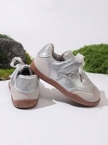 lingyang Zapatillas deportivas de caña baja para niñas, nuevo estilo 2026 primavera/otoño para todas las estaciones, duraderas y ligeras para la vuelta al colegio - Plateado - Ver 10
