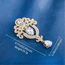 2件裝水晶胸針，金/銀色亮面透明水鑽花朵飾品，新娘婚禮女性胸花胸針配件 - 金色 - 查看 2