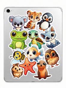 50Pcs Aesthetic Cute Big-Eye Forest Animal Vinyl Stickers For Kids, Mixed Species Woodland Pet Decals Perfect For For Diary Decoration, Album Collage & Handmade Kids Card Making - Multicolor - View 2