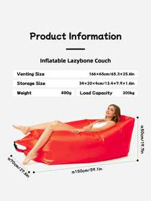 1pc Portable Foldable Inflatable Sofa, Single Person Slouchy Inflatable Lounge Chair, Lightweight Outdoor Inflatable Sofa, Suitable For Nap, Music Festival, Camping, Picnic, Suitable For Yard, Beach, Park, Backyard And Home Gathering - Multicolor - View 8