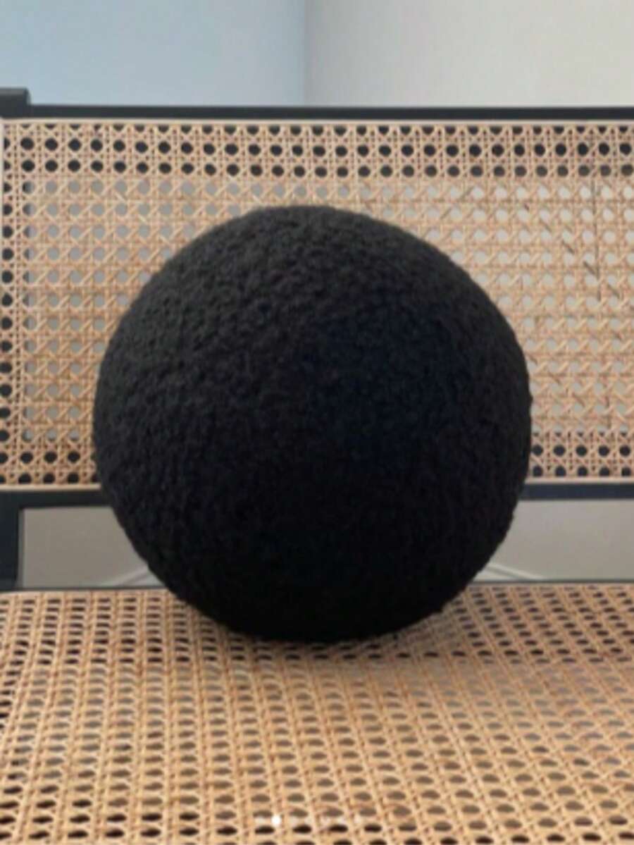 Teddy Ball Shaped Pillow, Ball Shaped Cushion 12"/10" (M/S) - Black - View 1