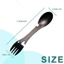 Titanium Coated Multi-Tool Spork For Backpacking & Survival – Matte Silver, Black – With Bottle & Can Opener, Easy To Clean - Multicolor - View 4