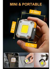 Rechargeable Work Light , Magnetic Foldable LED Work Light ,Super Bright Double-Sided Portable Work Lights With 8 Modes, Magnetic Inspection Light With 1/4" Tripod Mount, 360° Rotatable Keychain Flashlight For Car Repair, Garage, Emergency - 2 Packs - View 4