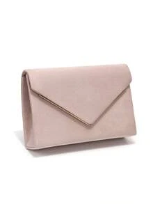 Pink Women's Evening Bag, Envelope Design, Party Wedding Girls Handbag With Chain Shoulder Strap Clutch, Velvet Fashion Wallet - Pink - View 5