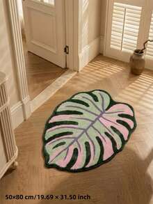 1pc Pink Green Leaf Decorative Rug, Decorative Carpet, Spring/Summer New Hot-Selling Rug, Doormat, Small Rug, Welcome Mat, Carpet, Bathroom Rug, Floor Mat, Outdoor Doormat, Kitchen Rug, Home Decor, Front Door Mat, Small Area Rug, Outdoor Mat, Home Decor, Area Rug, Garden Rug, Washable Rug - Multicolor - View 8