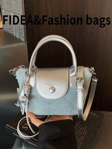 New Fashion Women's Handbag Solid Color Rhinestone Embellished Minimalist PU Dumpling Bag Premium Chic With Star Pendant Crossbody Suitable For Dating Shopping Versatile Exquisite Bag - Silver - View 12