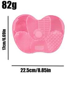 Silicone Makeup Brush Cleaning Mat With Suction Cup, Portable Makeup Brush Cleaning Tool, Apple-Shaped Silicone Makeup Brush Cleaning Pad - [大號]粉紅色 1 件 - 查看 1