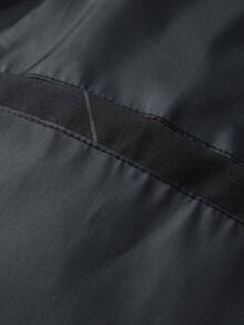 Men's Hooded Drawstring Soft Shell Windbreaker Jacket, Sports Casual, Large Chest Pocket With Zipper, Dual Side Large Pockets With Zipper Storage, Suitable For Daily Wear, Versatile Bestseller Jacket - Black and White - View 9