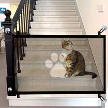 Adjustable No-Drill Telescopic Pet Fence, 7pcs Foldable Playpen For Dogs/Cats, Indoor/Outdoor Use - Black - View 4