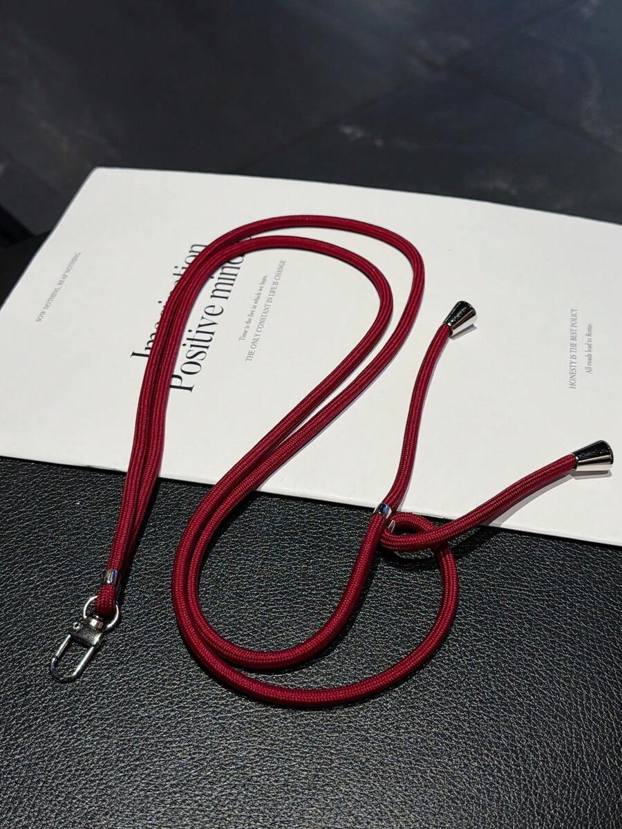 Universal Solid Color Phone Lanyard, Adjustable Long Halter, Unisex Multifunctional Crossbody Phone Chain, Durable Anti-Theft Phone Halter, Multifunctional Phone Halter, Adjustable Length - Burgundy - View 1