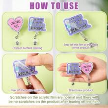 1pc "Cute & Inspirational Quotes" Acrylic Retractable Name Badge Reel | Suitable For Teachers, Doctors And Nurses | Office Gift | Acrylic Name Badge Holder - Multicolor - View 6