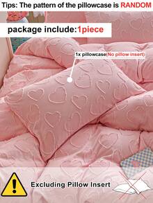 1 pieza Funda de almohada acolchada con recorte de corazón rosa, funda de almohada decorativa de poliéster simple y linda adecuada para todas las estaciones, decoración estilo Ins, lavable a máquina, sin relleno incluido - Rosa - Ver 4