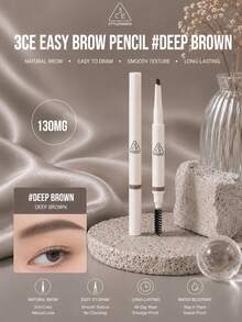 3CE Easy Shaping 眉筆 #Deep Gray Brown 130mg，雙頭設計附螺旋眉刷，細緻粉質不結塊，防水防汗，持久顯色，適合所有膚質 - 輕鬆塑形眉筆 深灰棕 - 查看 2