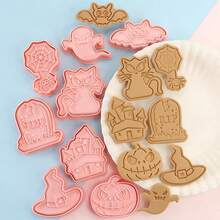 6/8/10 Pcs Halloween Cookie Cutters - Pumpkin, Ghosts, Gothic Skull Shaped Cookie Molds For Mexican Day Of The Dead, Day Of The Dead, Halloween Party Decoration - Multicolor - View 2