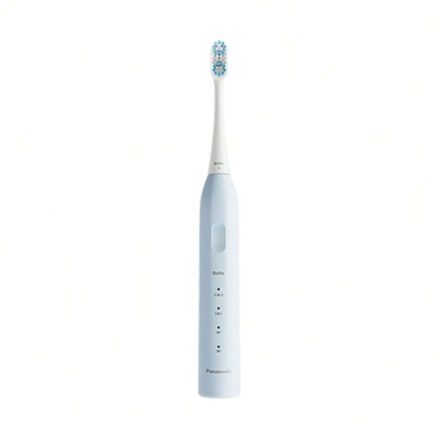 Cepillo de dientes eléctrico recargable Panasonic EW-DC033W, Blanco/Azul, Larga duración de batería, Control de placa con limpieza profunda, Juego completo con tapa & cabezales de cepillo - Azul - Ver 1