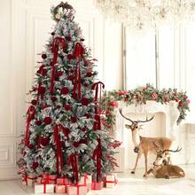 12 Red Flocked Flocked Christmas Balls, Elegant Christmas Tree Ornaments, Suitable For Home Decor And Seasonal Party Celebrations - Multicolor - View 6