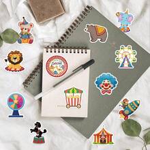 50PCS Carnival Circus Stickers, Aesthetic Stickers, High Quality Stickers Scrapbook, Decorative Paper, Journaling, Laptop, Bumper, Skateboard, Water Bottles, Computer, For Gift Bags, Envelope Seals, Party Decoration - Carnival Circus - View 8