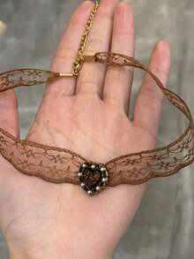 1pc Fashion Heart Decor Choker For Women Daily Wear - Multicolor - View 2