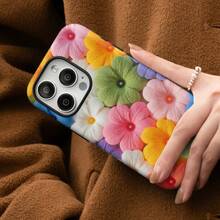 Flores Arcoíris con Efecto Terciopelo Estampado UV Fundas para iPhone anti impacto, Estilo Cottagecore Floral, Compatible Con iPhone 17/17 Pro/17 Pro Max/16/16 Pro/16 Pro Max/15/15 Pro/15 Pro Max/14/14 Pro/14 Pro Max/13/13 Pro/13 Pro Max/12/12 Pro/12 Pro Max, Ideal para Día de las Madres, Fiestas de Jardín y Regalos Primaverales - Multicolor - Ver 6