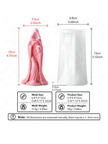 粉色幽靈骷髏矽膠蠟燭模具，DIY暗黑浪漫香氛裝飾品，長袍紋理 + 3D骷髏設計，手工皂石膏工藝工具，情感療癒桌面裝飾 - 矽膠模具 - 查看 6