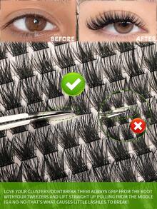 Cluster False Eyelashes 384 Clusters 8-16mm Mixed Length Thick D Curl Natural Long Look Reusable Single Cluster Thickened Eyelash Extensions (8-16mm - Mixed Pack) - C - View 6