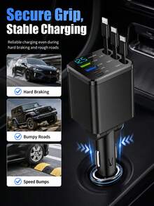 XF.Meraki 7合1車用充電器，100W快充，附70cm延長線，內建180°可調式Type-C/iOS介面與80cm延長線，多功能車用充電器，汽車配件 - 七合一可伸縮車用充電器(C+L) - 查看 3