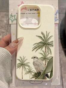 1pc Minimalist Summer Coconut Tree Pink Turtle Flower Pattern Phone Case, Liquid Large Hole Silicone Shockproof Soft Shell Protective Cover Compatible With Apple 11/12/13/14/14plus/15/15plus/16/16plus/17/17pro And Other Models - Multicolor - View 5
