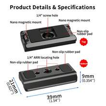 Adaptador de aleación de aluminio de liberación rápida 4 en 1 con interfaz Arri 1/4, montaje rápido magnético, riel Arca magnético, accesorio de expansión compatible con Action 6/Nano - Ver 10