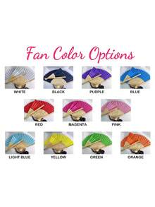 Custom Personalized White Fabric Hand Fans With Bamboo Ribs - Wedding & Party Favors, Bachelorette Party, Holiday, And Birthday Gifts - Multicolor - View 3