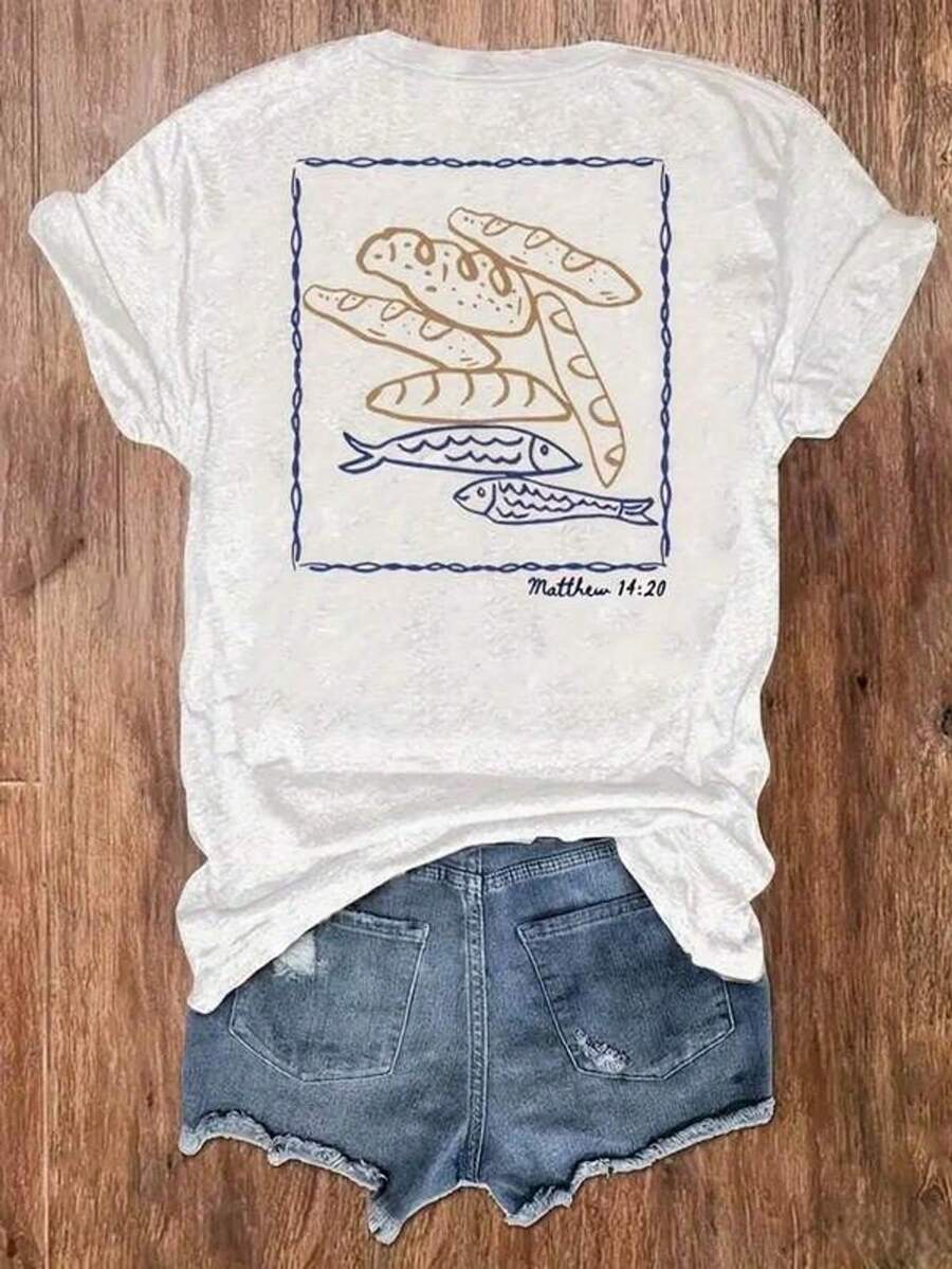 Comfortable Breathable Crew Neck T-Shirt - White - View 1