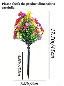 1pc 17.7in/45cm Artificial Violet Flower Bouquet With Ground Stake, Artificial Faux Flowers, UV Resistant Non-Fading Vibrant Colors, Suitable For Home Yard Corridor Patio - Four Colors (red + Yellow + Purple + Rose Red) - View 9