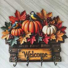 1pc Colorful Wooden House Shaped Key Holder Rack, Flat Design Decor For Living Room, Entryway, Office, Hotel, Practical Key Hook And Home Decor - Multicolor - View 8