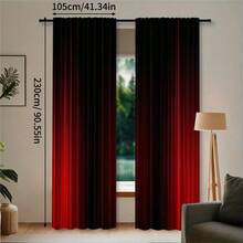 2pcs Modern Black And Red Color Block Curtains - Stylish Grommet Top Design, Sheer Curtains, Machine Washable Polyester, Suitable For Living Room, Bedroom, Kitchen, Curtain, Sheer - Multicolor - View 13