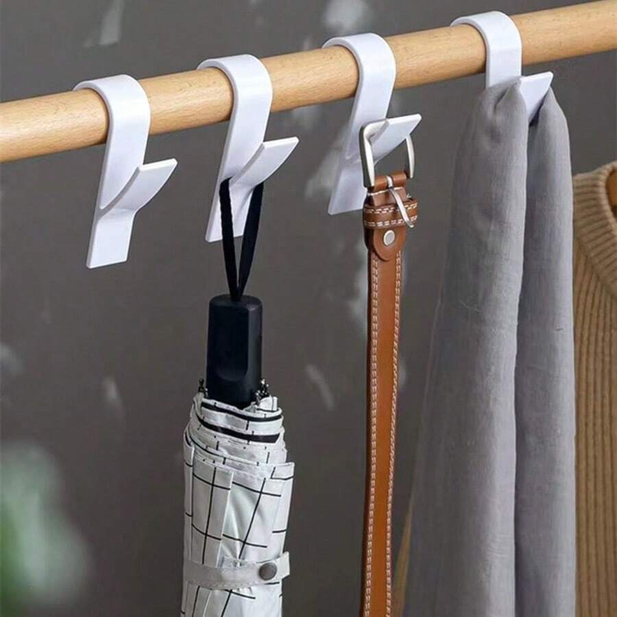 6/1pc Self-Adhesive Wall Hooks, No Drilling Required, Towel & Clothing Hanging Hooks, Bathroom & Kitchen Storage Organizer Hooks - No-drill Version - View 1