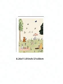 1pc Frameless Whimsical Fairytale Forest Animal Picnic Theme Cottagecore Wall Art - Playful Room Decor, Cute Storybook Print For Bedroom, Apartment, Dorm, Living Room, Nursery, Room, Decoration, Prints For Wall, Best Gift Choice - Cartoon - View 10
