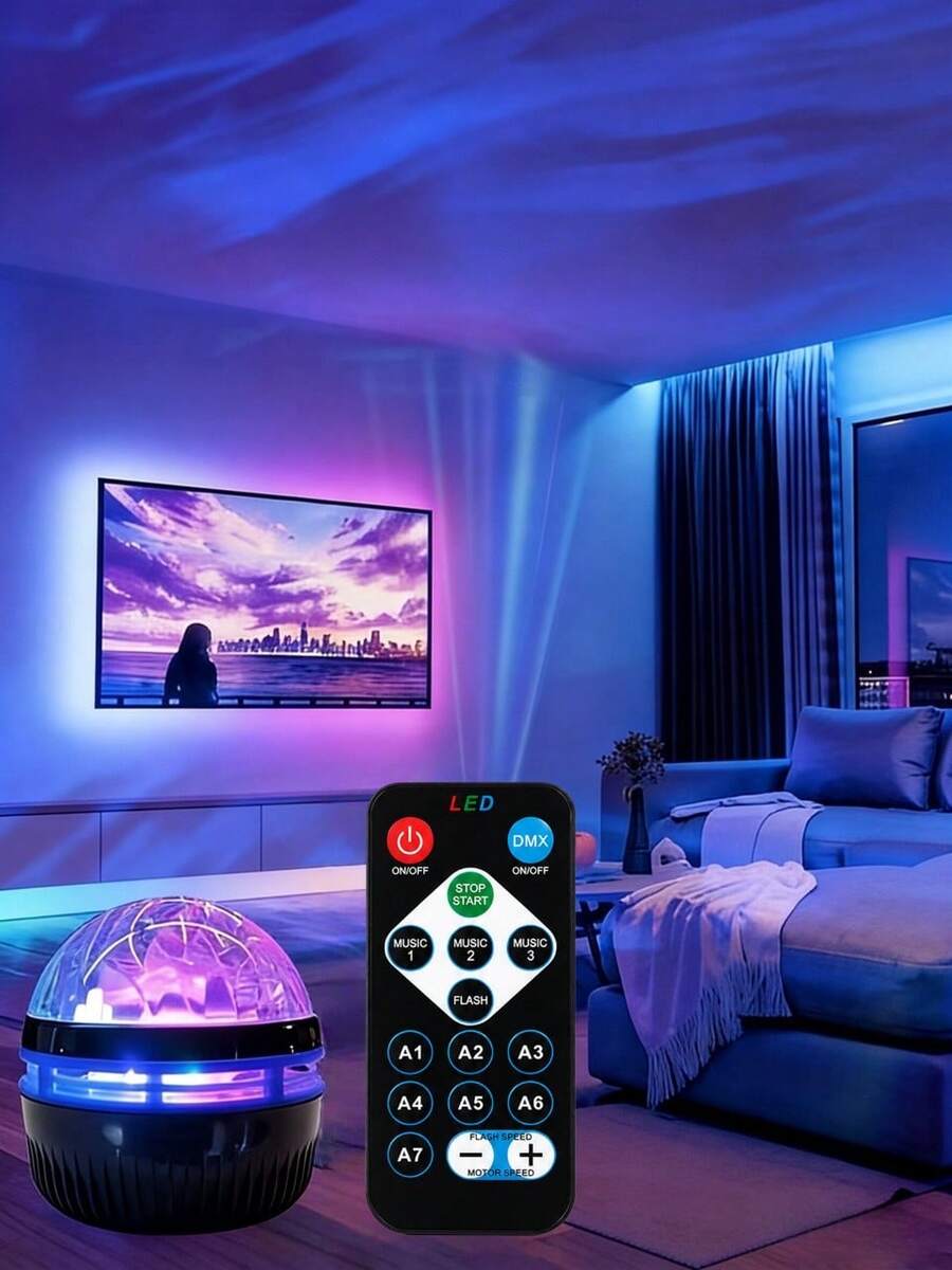 1pc Northern Lights Atmosphere Projection Lamp, Colorful Galaxy Star Sky Projector With Remote Control, Adjustable Brightness, Type-C Powered, Suitable For Bedroom, Home Theater, Camping And Wedding Decoration
