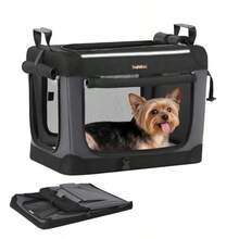 Transportín para Perros Plegable para Perros Pequeños 50 x 35 x 35 cm Tela Oxford Puertas de Malla Negro Tinta MPDC015BH02 - como en la imagen - Ver 8