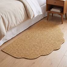1pc Machine Washable Asymmetric Semi-Circle Wavy Edge Pineapple Ring (Faux Sisal) Doormat, TPR Non-Slip Bottom Home Decor Floor Mat, All-Season Versatile Creative Decorative Carpet For Spring/Summer, Party Holiday Gift Non-Slip Foot Mat, Popular Gathering Gift Doormat, Best-Selling Entrance Floor Mat - Camel - View 4